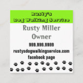 Cute Dog Paws and Botten Pet Service Vierkante Visitekaartje (Achterkant)