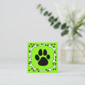 Cute Dog Paws and Botten Pet Service Vierkante Visitekaartje (Staand voorkant)