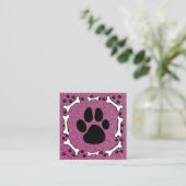 Cute Dog Paws Botten Roze Glitter Pet Service Vierkante Visitekaartje (Staand voorkant)