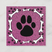 Cute Dog Paws Botten Roze Glitter Pet Service Vierkante Visitekaartje (Voorkant)