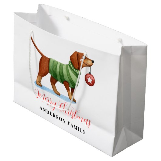 Cute Dog Persoonlijke Kerstmis Groot Cadeauzakje (Voorkant Gekanteld)