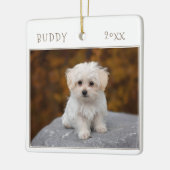 Cute Dog Pet 2 Foto's met Kerstmis Keramisch Ornament (Links)