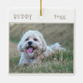 Cute Dog Pet 2 Foto's met Kerstmis Keramisch Ornament (Achterkant)