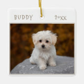 Cute Dog Pet 2 Foto's met Kerstmis Keramisch Ornament (Voorkant)