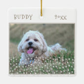 Cute Dog Pet 2 Foto's Star Pattern Kerstmis Keramisch Ornament (Achterkant)