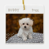 Cute Dog Pet 2 Foto's Star Pattern Kerstmis Keramisch Ornament (Voorkant)