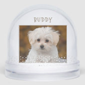 Cute Dog Pet 2 Foto's Star Pattern Kerstmis Sneeuwbol (Voorkant)