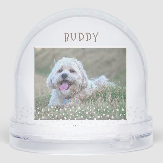 Cute Dog Pet 2 Foto's Star Pattern Kerstmis Sneeuwbol (Achterkant)