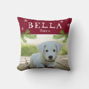 Cute Dog Pet Afbeelding Rood kerstfoto Keepomwille Kussen