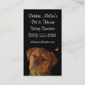 Cute Dog Pet en House Sitting with Butterflies Visitekaartje (Voorkant)