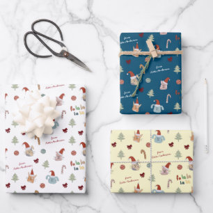 Cute Dog Pet met kerstcadeau uit naam Inpakpapier Vel