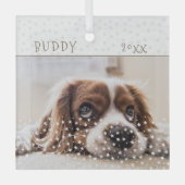 Cute Dog Pet Photo Star Pattern Kerstmis Glas Ornament (Voorkant)