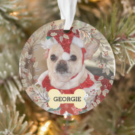 Cute Dog Pet Photo Wreatkerst Ornament