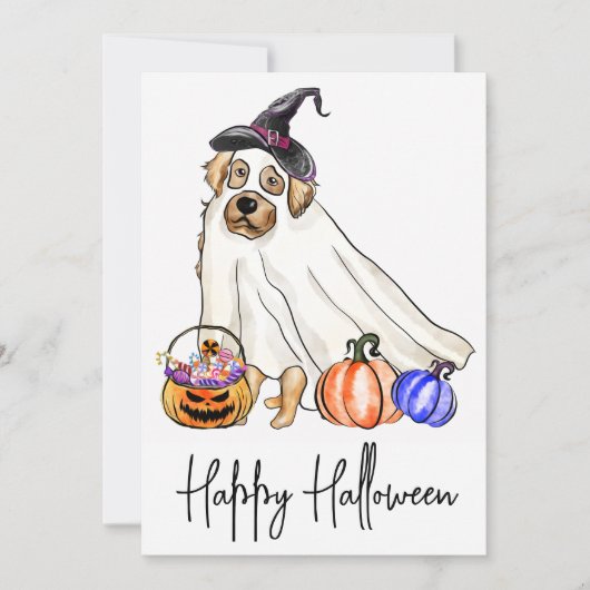 Cute Dog Pet Puppy Ghost Happy Halloween Feestdagenkaart (Voorkant)