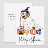 Cute Dog Pet Puppy Ghost Happy Halloween Feestdagenkaart (Voorkant / Achterkant)