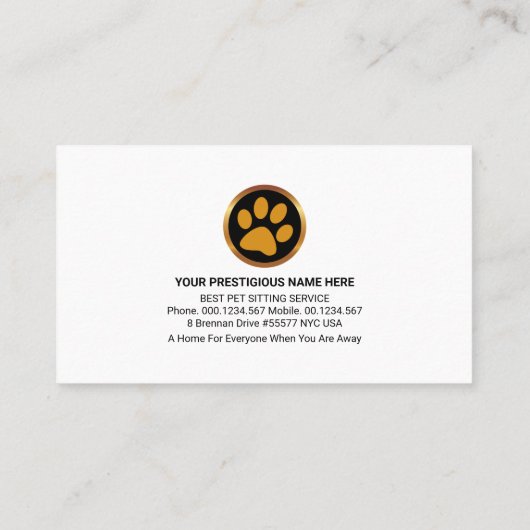 Cute Dog Pet Sitter Service Visitekaartje (Achterkant)