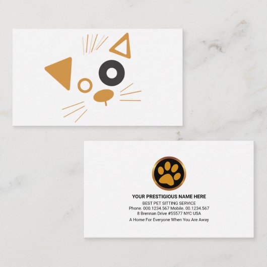 Cute Dog Pet Sitter Service Visitekaartje (Voorkant / Achterkant)