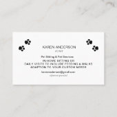 Cute Dog Pet Sitting and Services Visitekaartje (Achterkant)