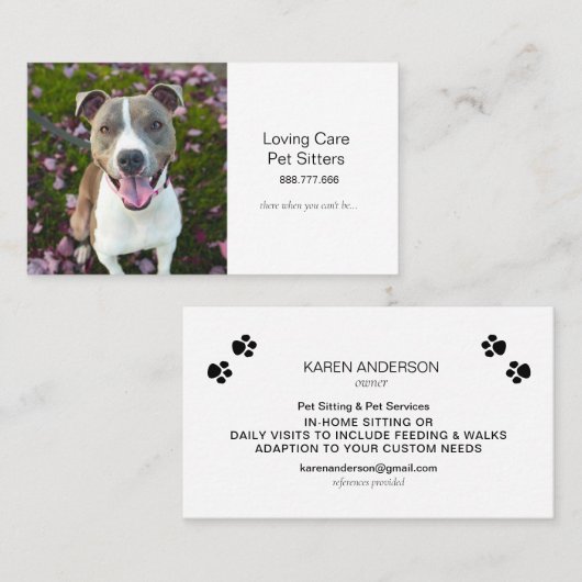 Cute Dog Pet Sitting and Services Visitekaartje (Voorkant / Achterkant)