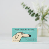 Cute Dog Pet Sitting Long Nose Borzoi Cartoon Visitekaartje (Staand voorkant)