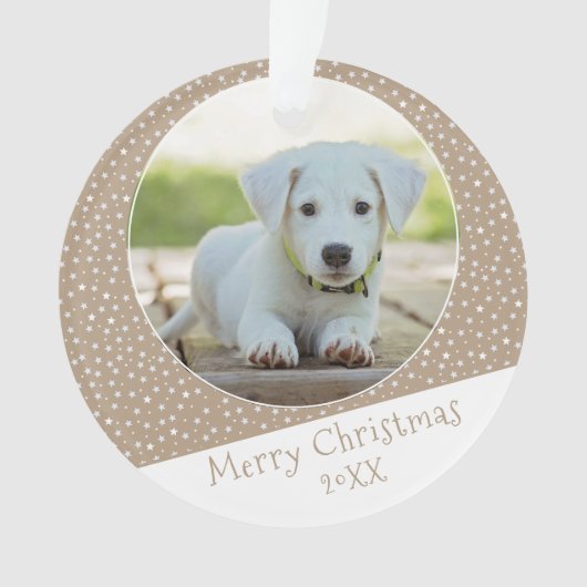 Cute Dog Pet Star Patroon Fotokerstbal Ornament (voorkant)