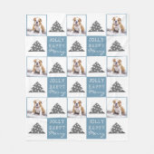 Cute Dog Pet Typografie Kerstboom Foto Fleece Deken (Voorkant)