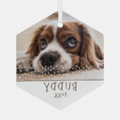 Cute Dog Pet White Stars Kerstmis Glas Ornament (Achterkant)