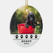 Cute Dog Photo Black Paws Holiday Keepslag Keramisch Ornament (Rechts)