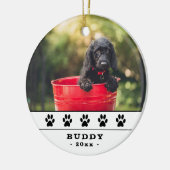 Cute Dog Photo Black Paws Holiday Keepslag Keramisch Ornament (Links)