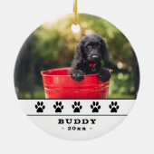 Cute Dog Photo Black Paws Holiday Keepslag Keramisch Ornament (Achterkant)
