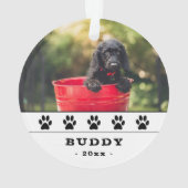 Cute Dog Photo Black Paws Holiday Keepslag Ornament (achterkant)
