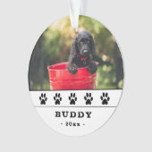 Cute Dog Photo Black Paws Holiday Keepslag Ornament (voorkant)