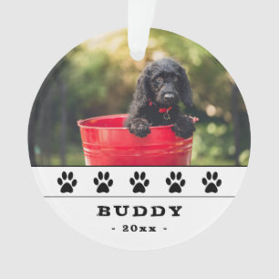 Cute Dog Photo Black Paws Holiday Keepslag Ornament