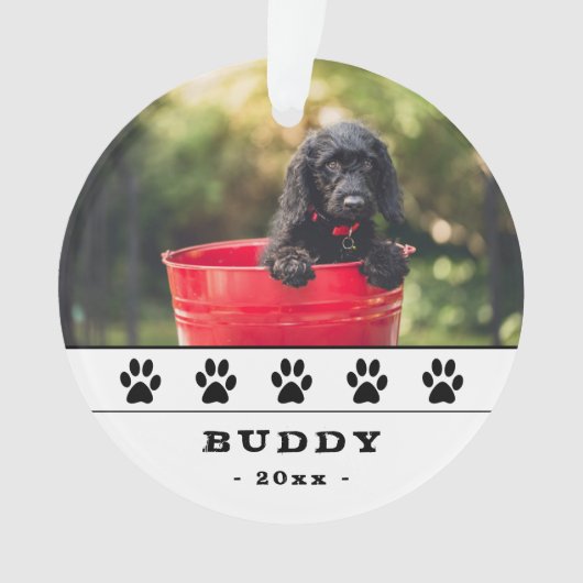 Cute Dog Photo Black Paws Holiday Keepslag Ornament (voorkant)