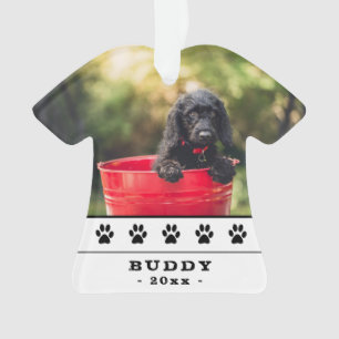 Cute Dog Photo Black Paws Holiday Keepslag Ornament