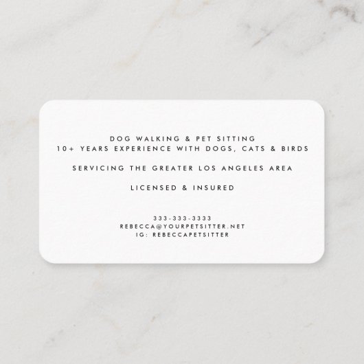 Cute Dog Photo Bulldog Pet Sitter Dog Walker Visitekaartje (Achterkant)