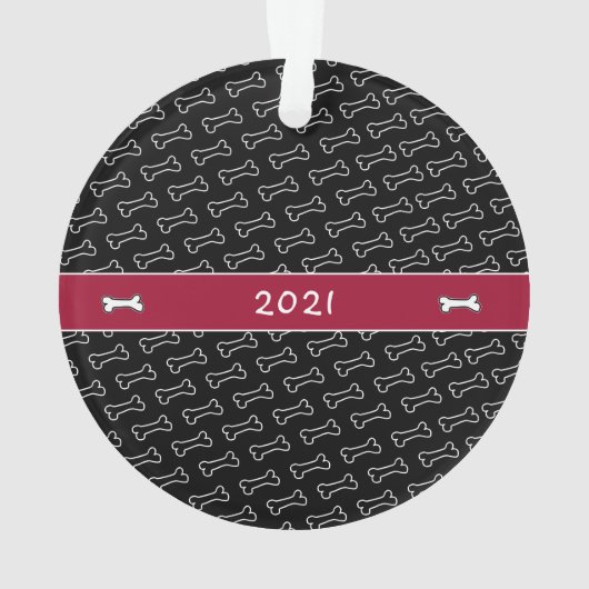 Cute Dog Photo Dog Bone Pattern Pet Ornament (achterkant)