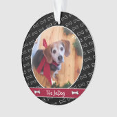 Cute Dog Photo Dog Bone Pattern Pet Ornament (voorkant)