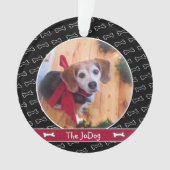 Cute Dog Photo Dog Bone Pattern Pet Ornament (voorkant)