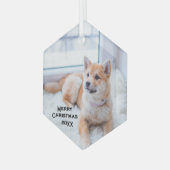 Cute Dog Photo Glass Ornament Kerstmis Feestdagen (Voorkant links)