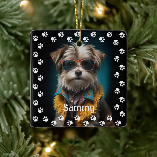 Cute Dog Photo Keramisch Ornament (Boom)