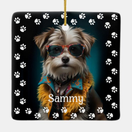 Cute Dog Photo Keramisch Ornament (Achterkant)