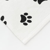 Cute Dog Photo met naam Black Paw Prints Pattern Fleece Deken (Hoek)