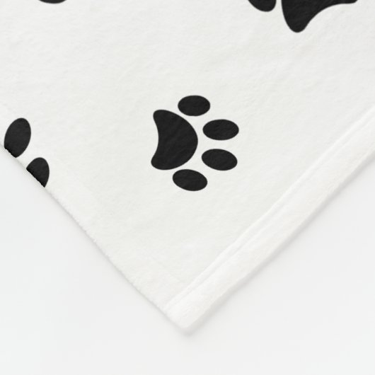 Cute Dog Photo met naam Black Paw Prints Pattern Fleece Deken (Hoek)
