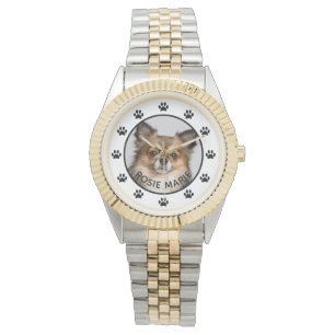 Cute Dog Photo Name Paw Prins Custom Horloge