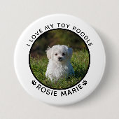 Cute Dog Photo Name Paw Prints Personated Ronde Button 7,6 Cm (Voorkant)