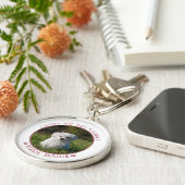 Cute Dog Photo Name Pink Paw Prints Personated Sleutelhanger (Zijkant)