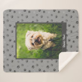 Cute Dog Photo Name Silver Grey Paw Prins Sherpa Deken (Voorkant (horizontaal))