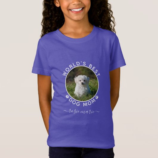 Cute Dog Photo Name White Paw Prins Custom T-shirt (Voorkant)