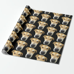 Cute Dog Photo Pattern Black Brown Cadeaupapier